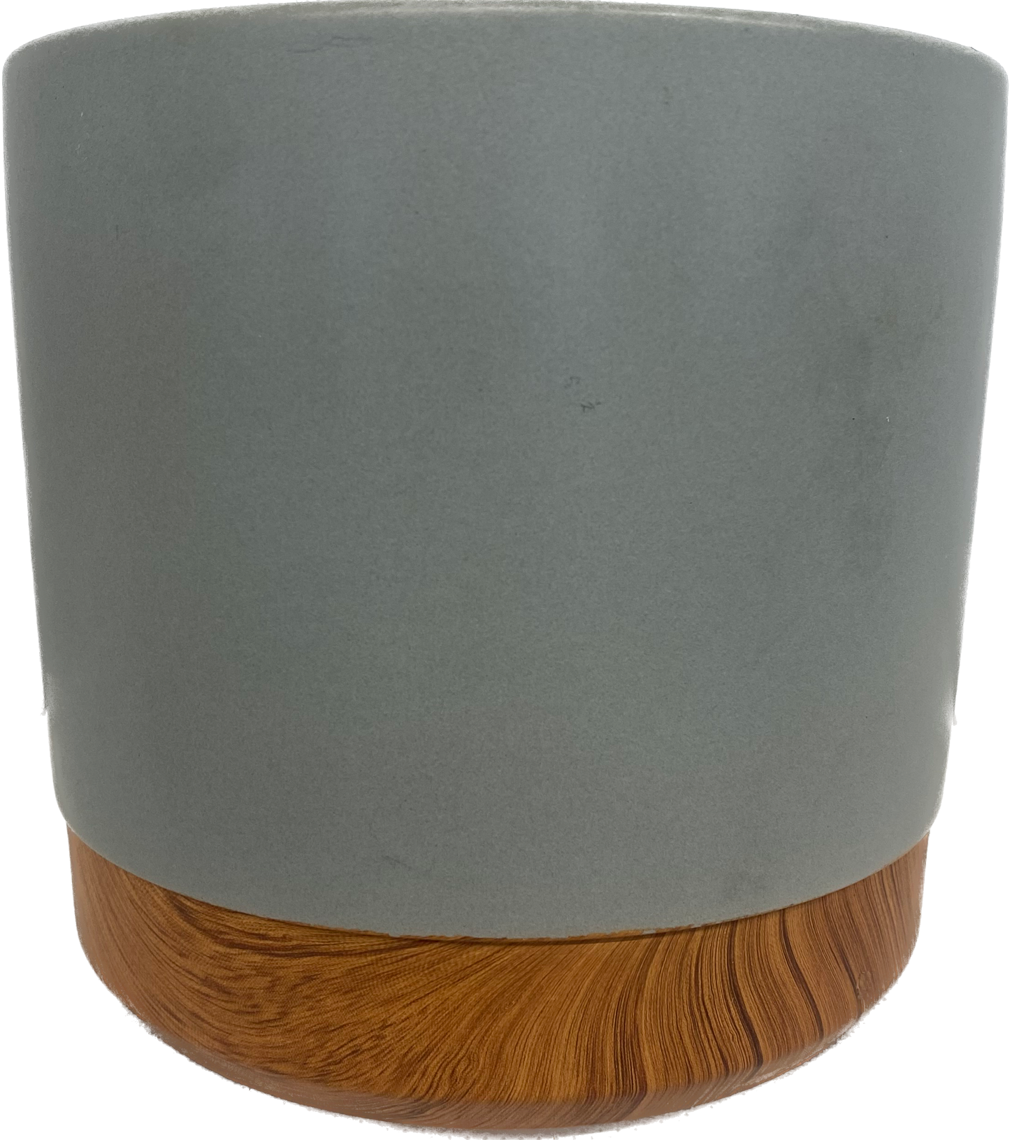 6.5IN MADERA CYLINDER FLORAL GLAZED PLANTER - MATTE LIGHT GREY