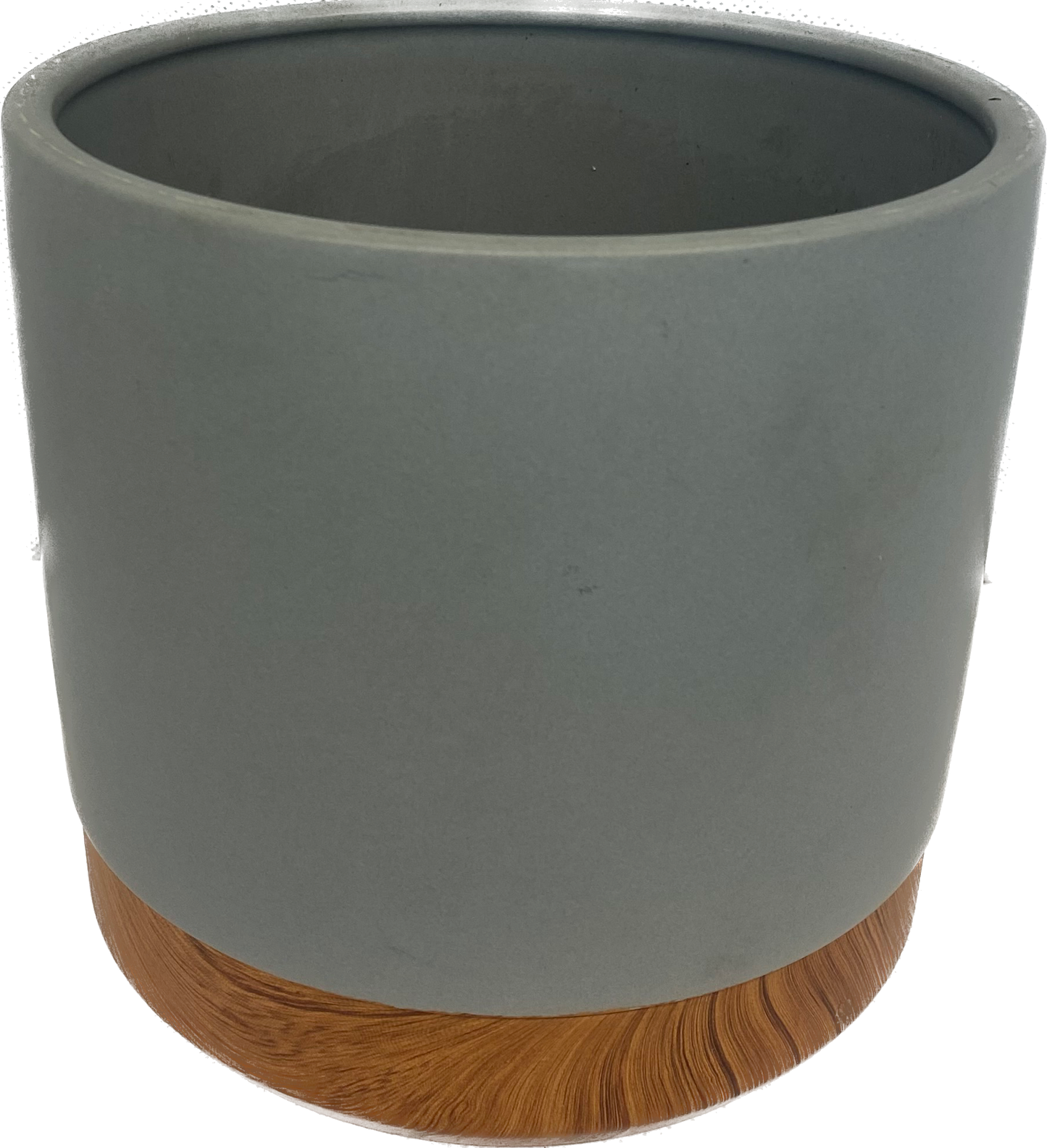 6.5IN MADERA CYLINDER FLORAL GLAZED PLANTER - MATTE LIGHT GREY