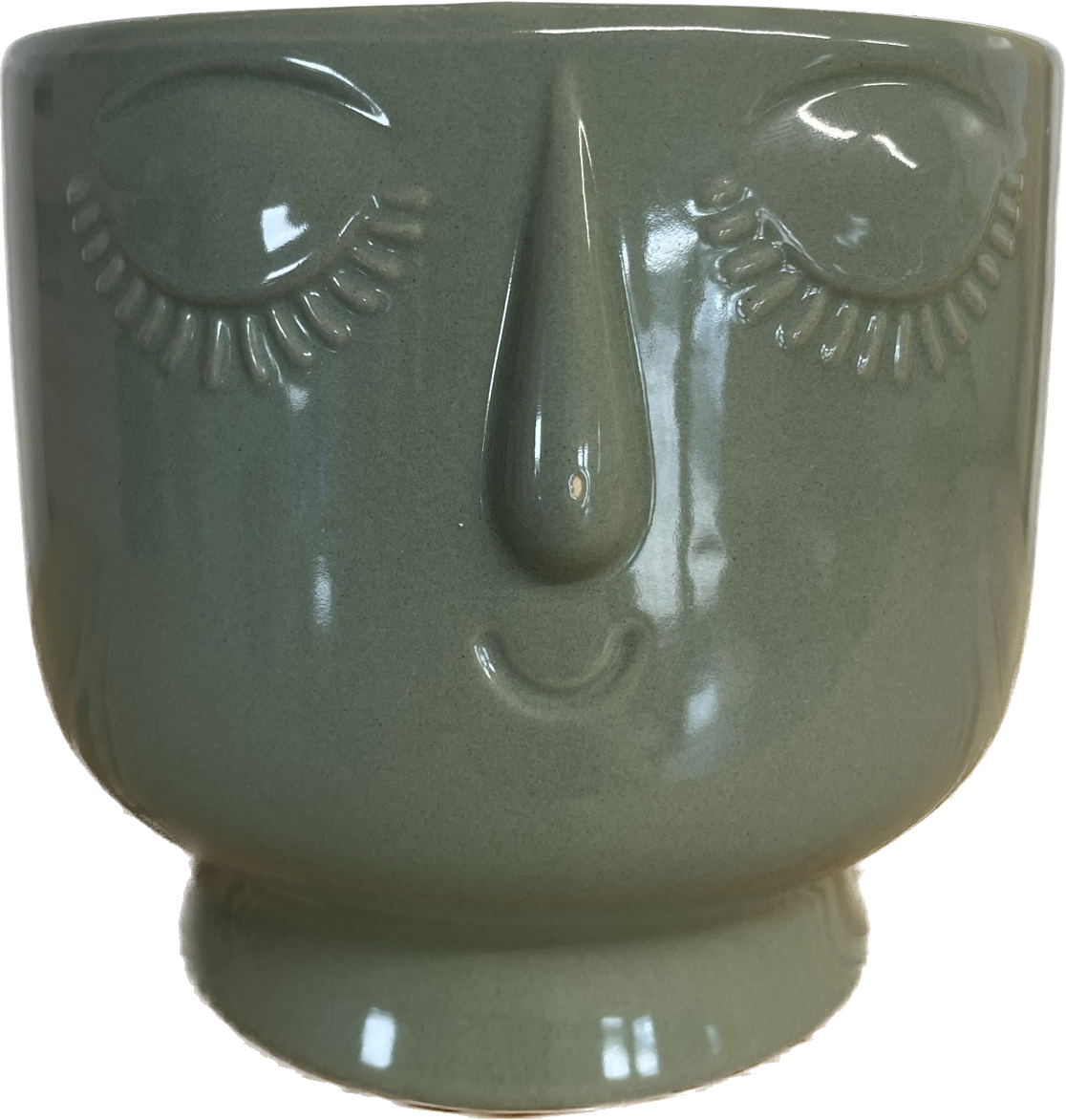 5.5IN LUCILLE FLORAL GLAZED PLANTER - GREEN