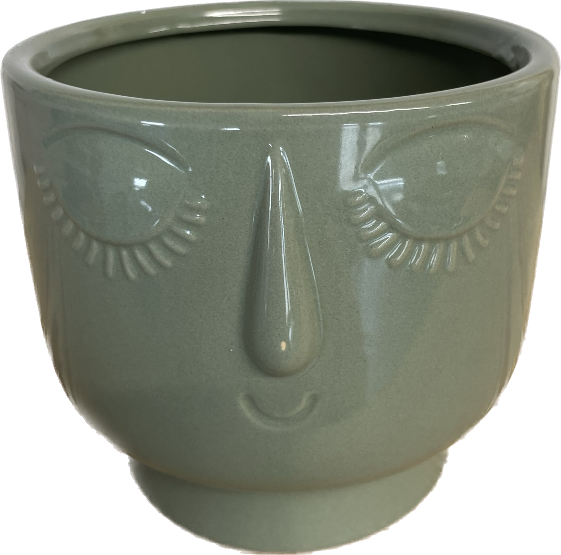 5.5IN LUCILLE FLORAL GLAZED PLANTER - GREEN