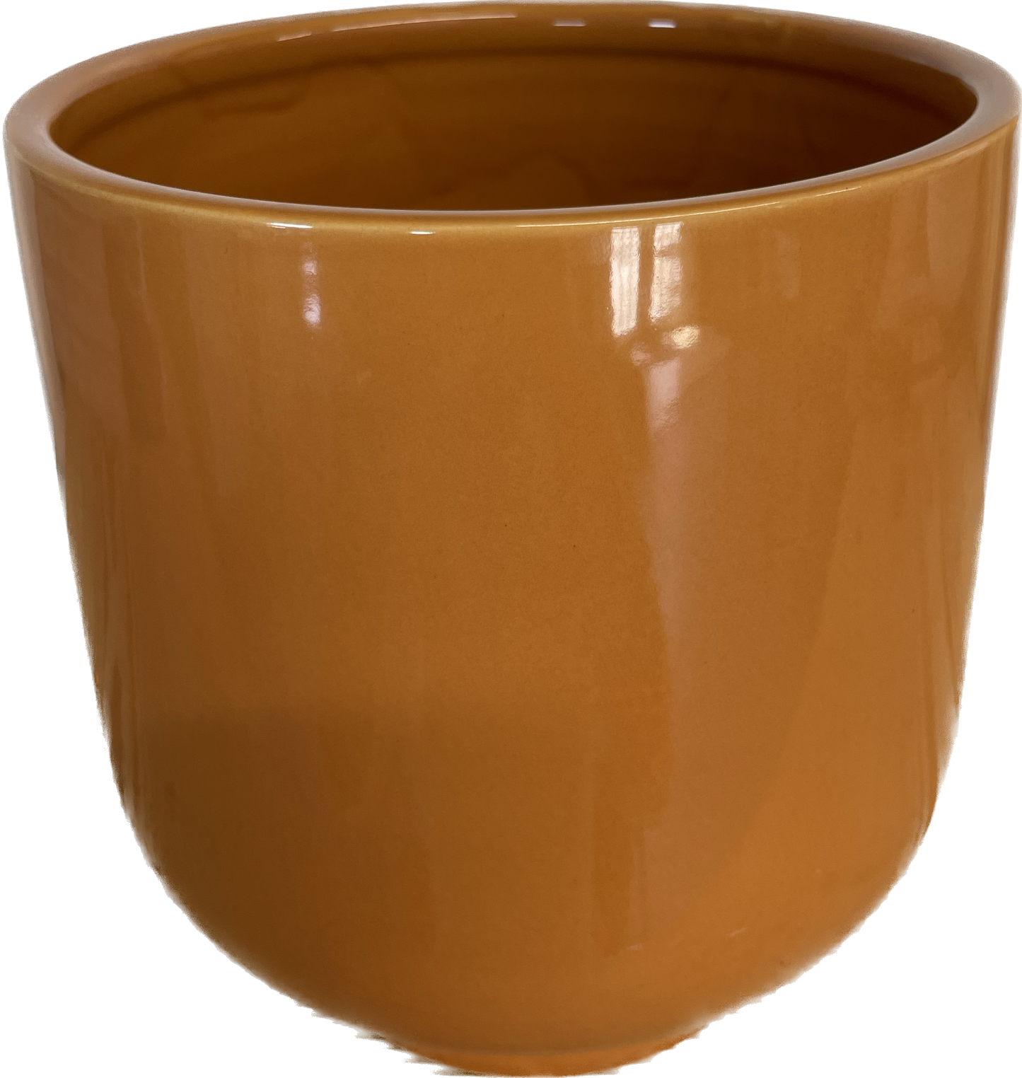 6.7IN DECO CUP FLORAL GLAZED PLANTER - ORANGE