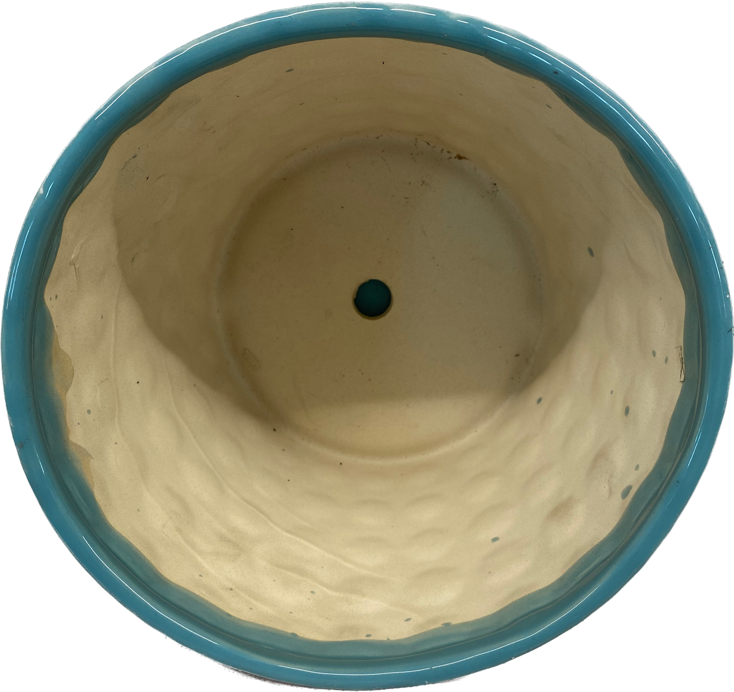 PRINTING FLORAL GLAZED POT WITH SAUCER - TURQUOISE