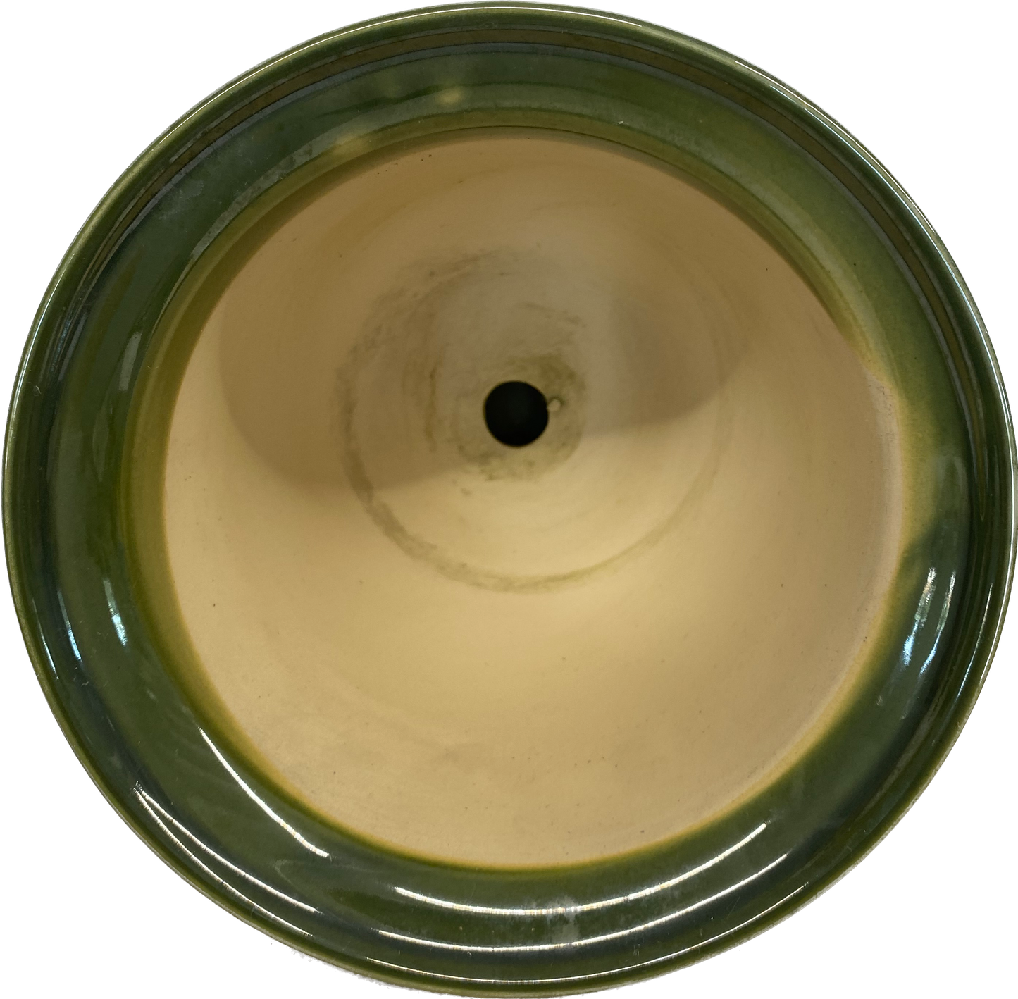 LIPPED FLORAL GLAZED POT W SAUCER - FIELD GREEN