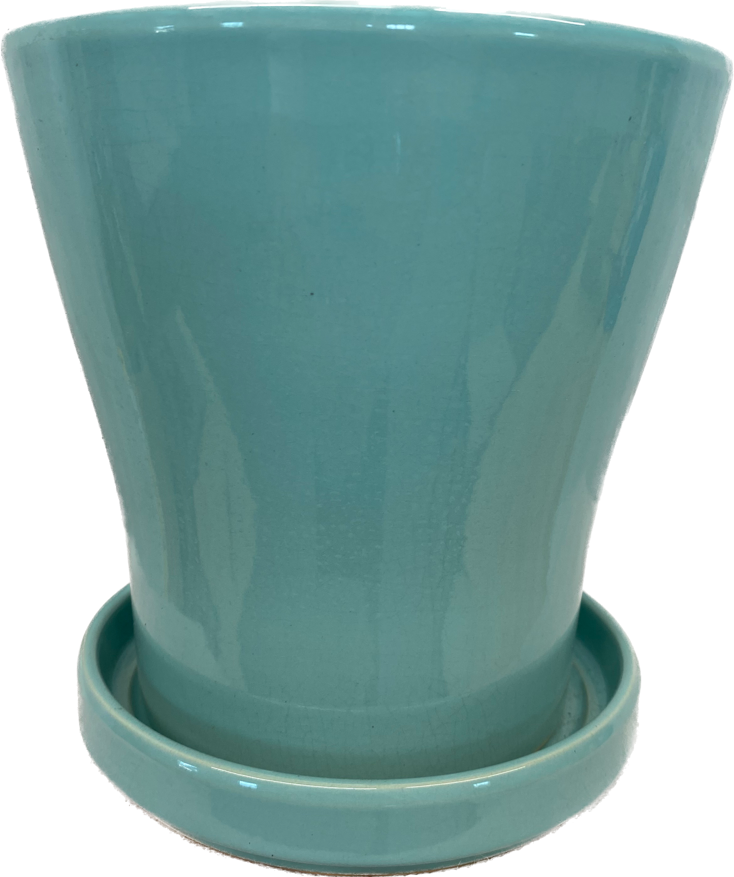 TAPERED FLORAL GLAZED POT - LIGHT BLUE