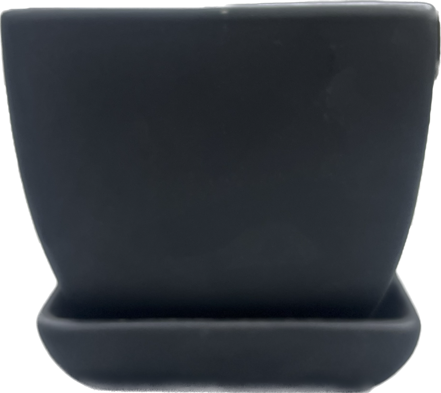 Tapered Floral Glazed Square Pot With Saucer - Charcoal Black