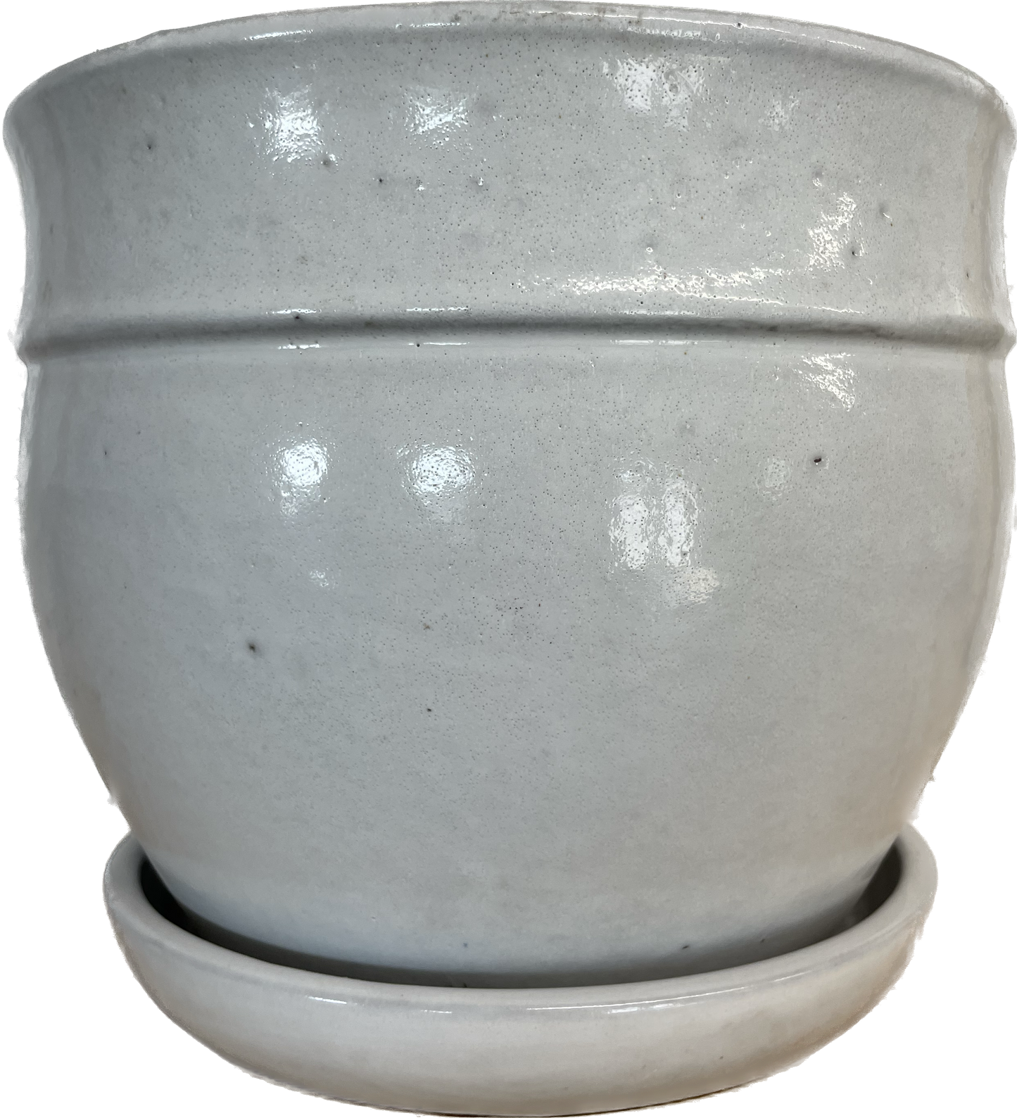 BANDED PLANTER WITH SAUCER, SMALL, WHITE (9INCH, 12INCH, 15INCH)