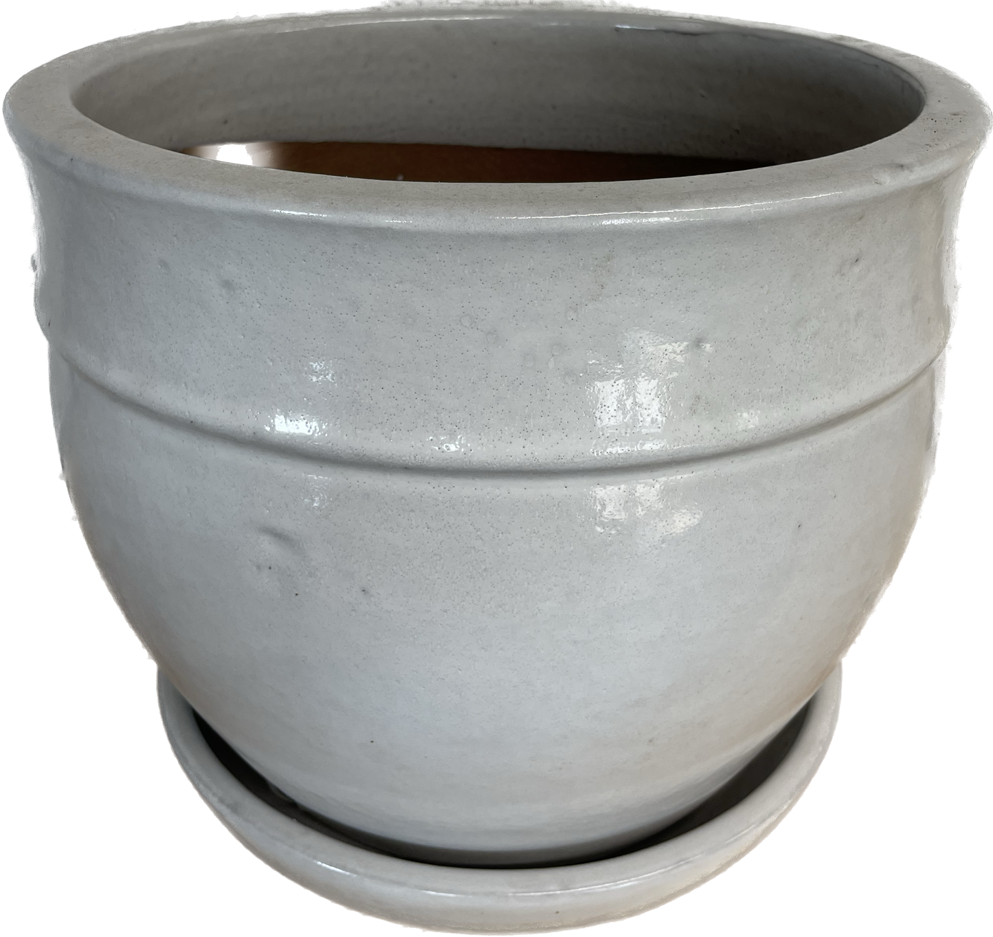 BANDED PLANTER WITH SAUCER, SMALL, WHITE (9INCH, 12INCH, 15INCH)