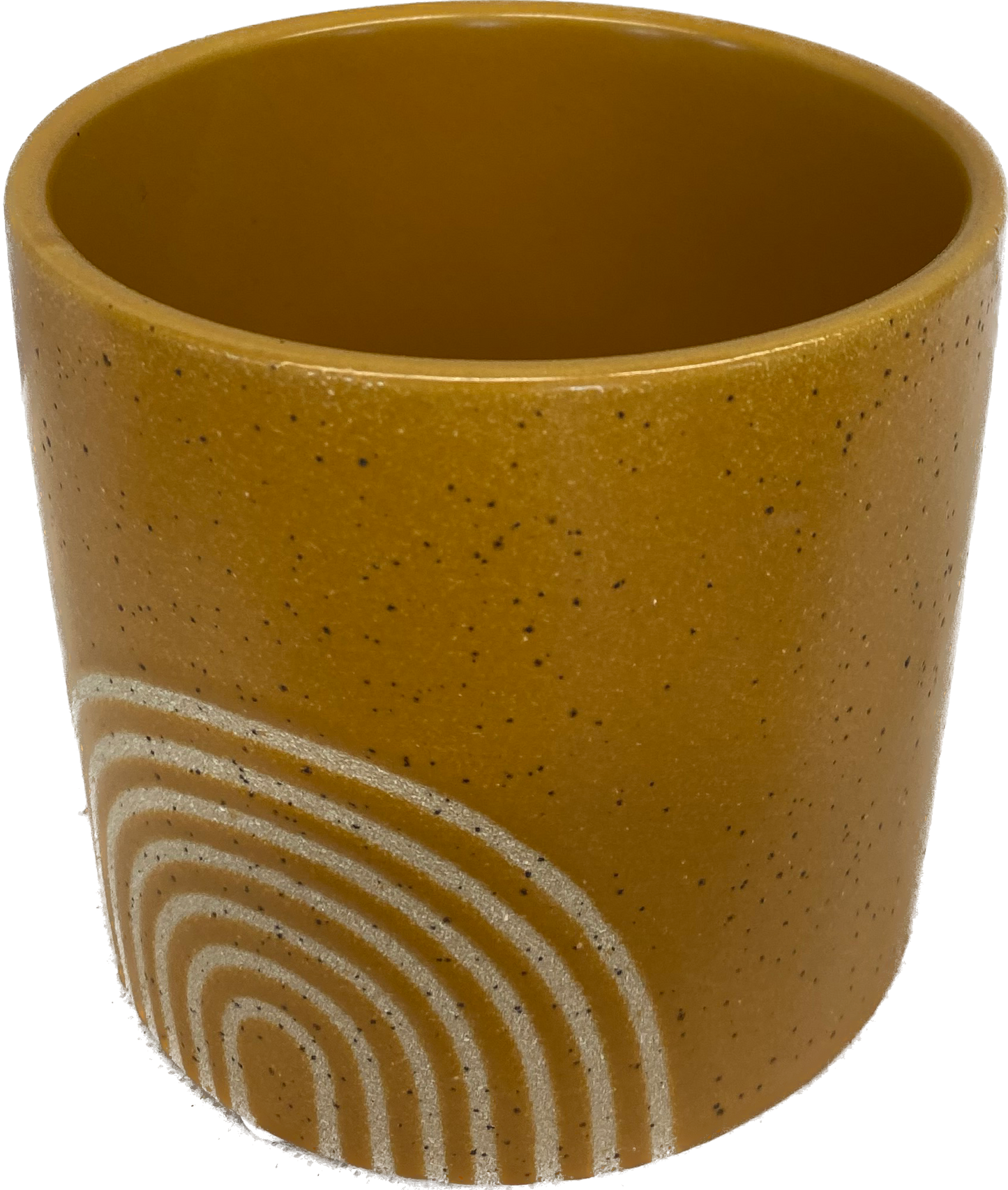 4.75IN INKA CYLINDER FLORAL GLAZED PLANTER - UMBER