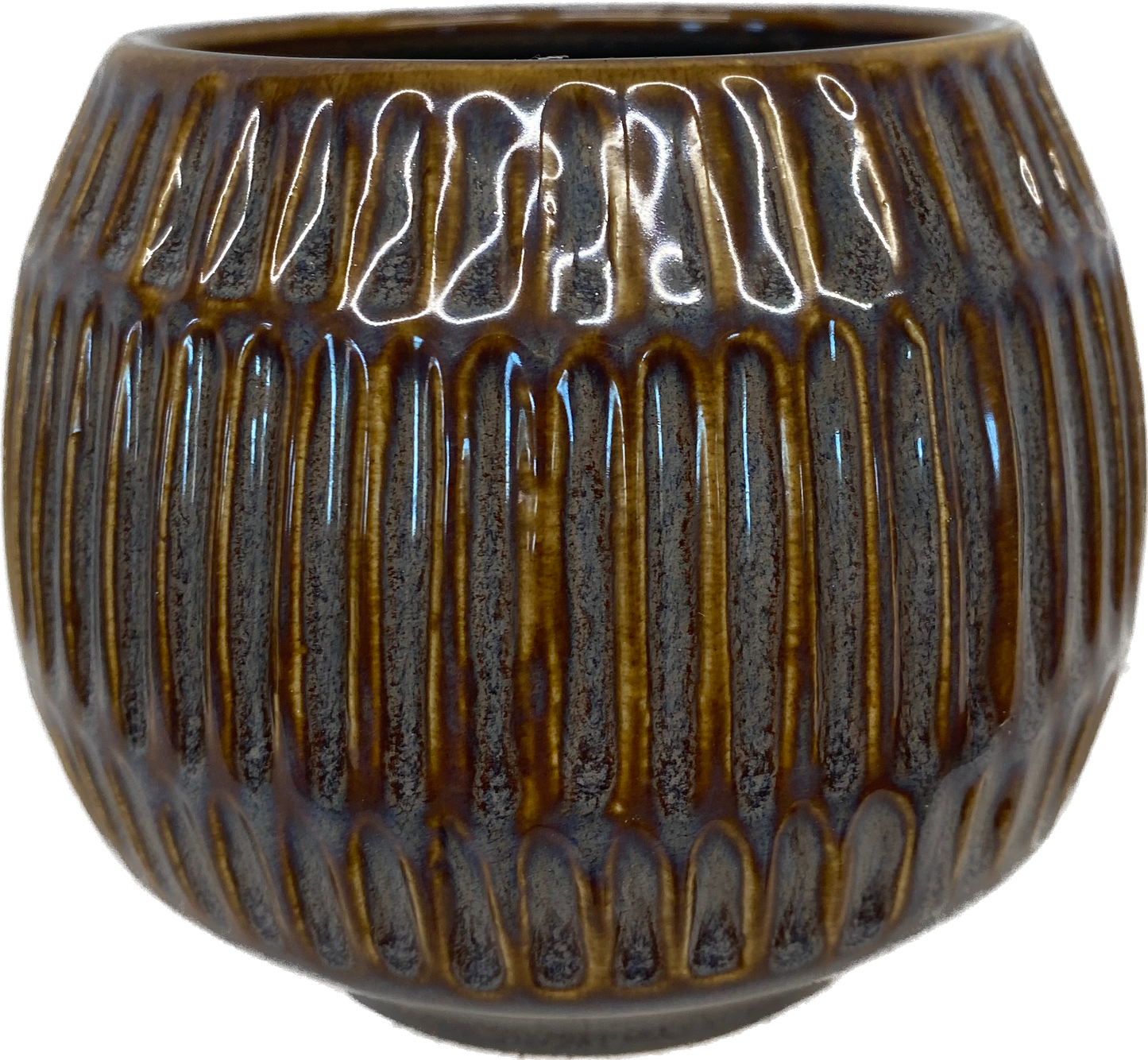 4IN IZZY FLORAL GLAZED PLANTER - BROWN