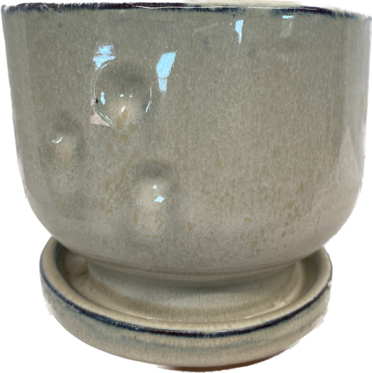 PENA FLORAL GLAZED POT TROPICAL, SMALL - VANILLA BEIGE