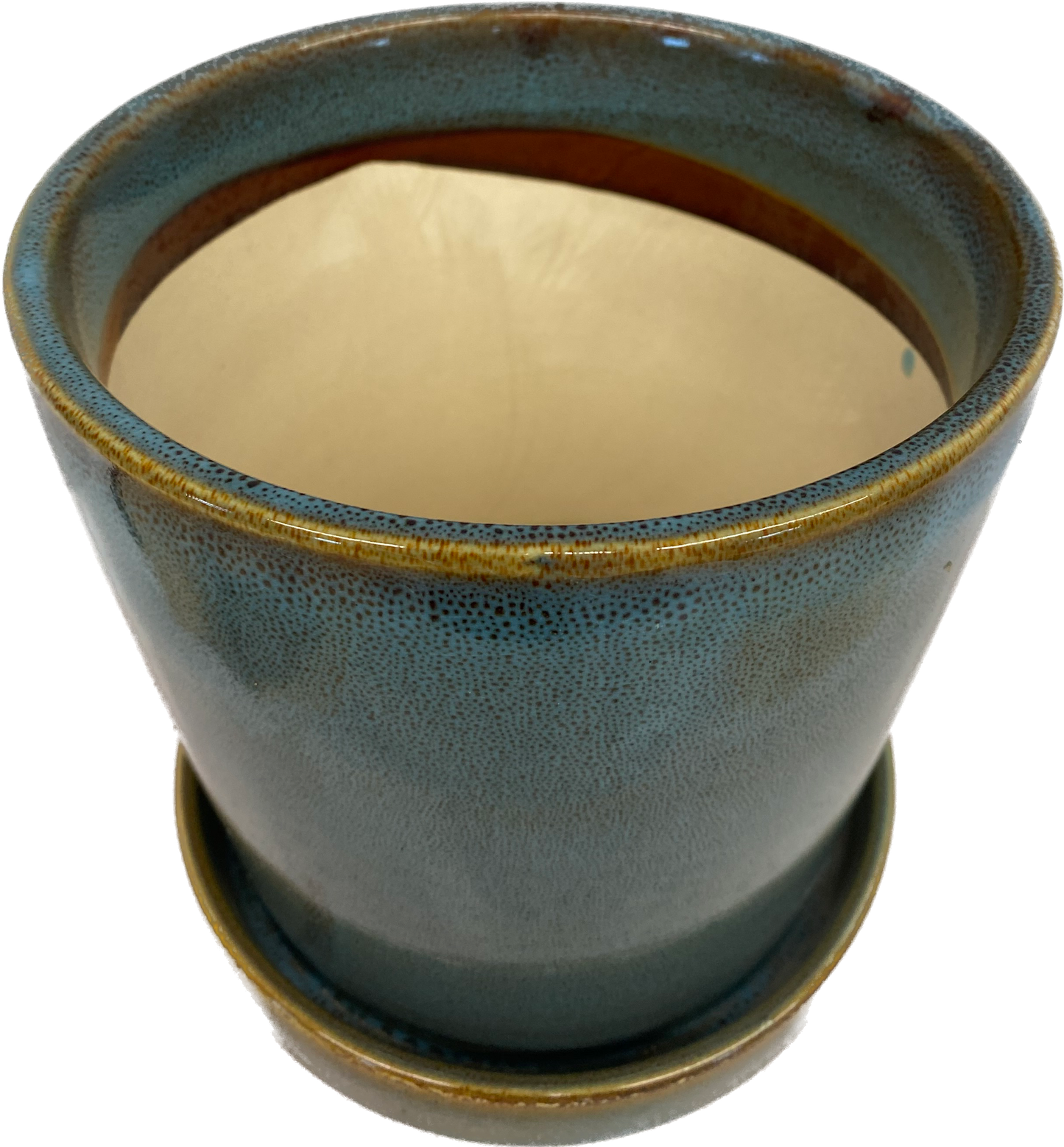 SMALL TAPERED CYLINDER FLORAL GLAZED POT - KALEIDESCOPE BLUE