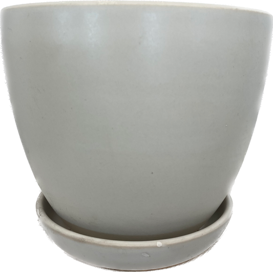 BELL PLANTER WITH SAUCER - MATTE WHITE