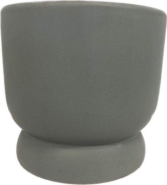 6.5IN COPA FLORAL GLAZED PLANTER - MATTE LIGHT GREY