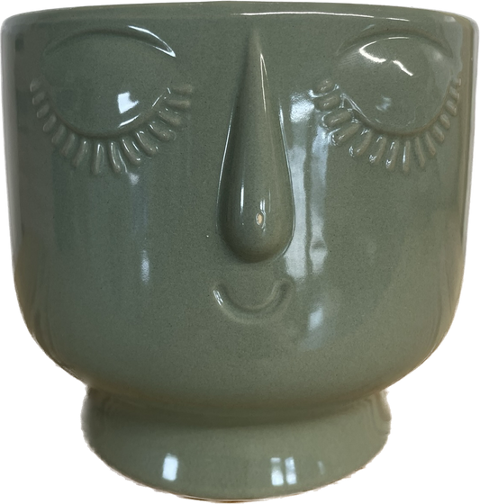 5.5IN LUCILLE FLORAL GLAZED PLANTER - GREEN