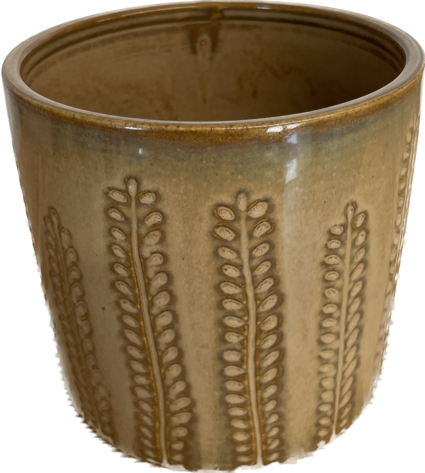 5.3 IN SWEETGRASS FLORAL GLAZED PLANTER - SAFFRON