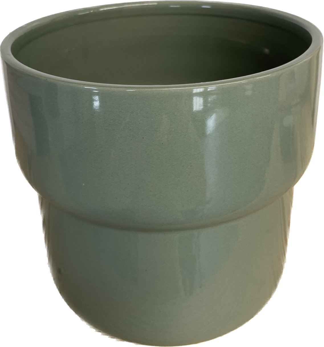 7.8IN LANE CYLINDER FLORAL GLAZED POT - GREEN