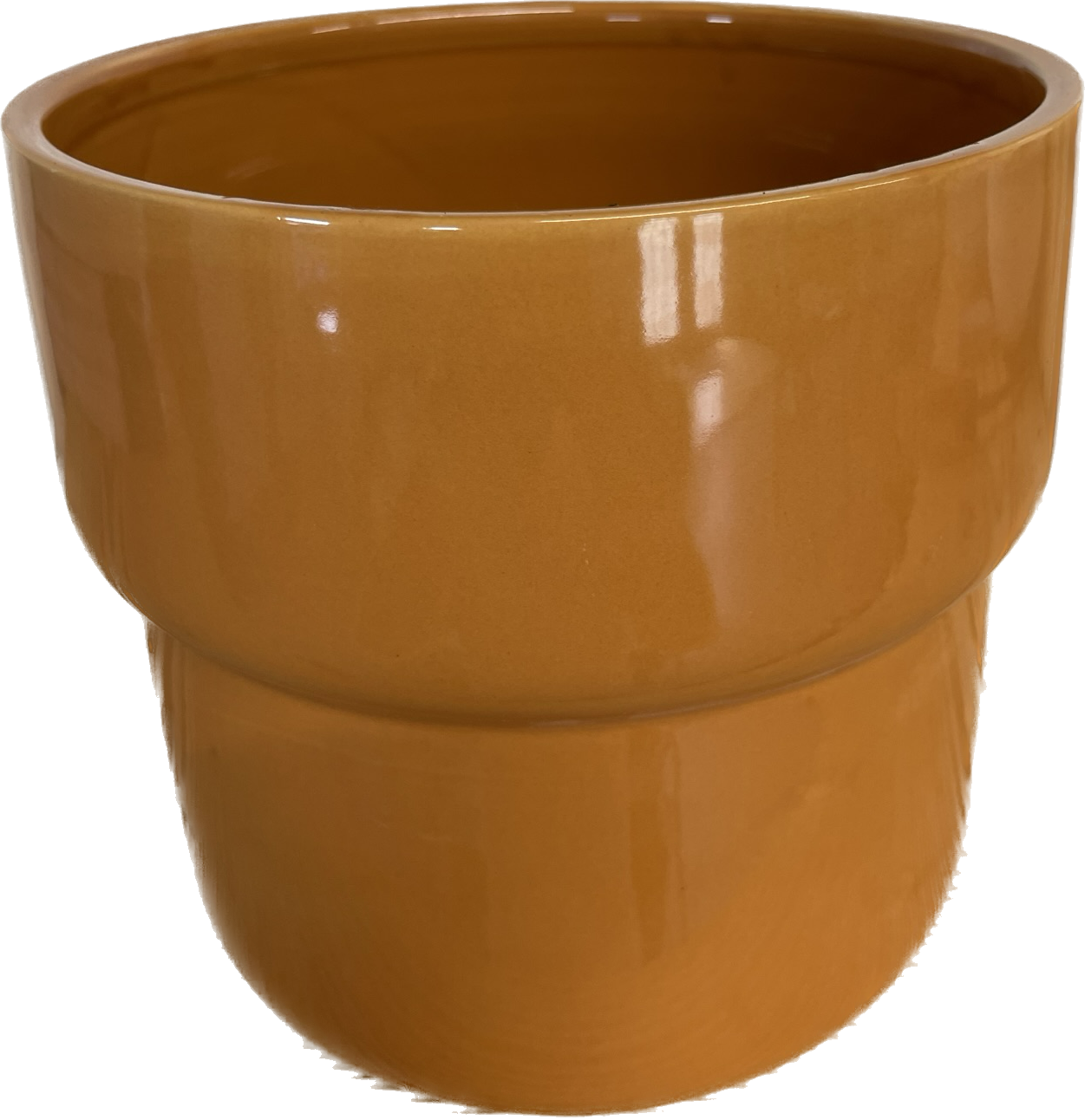 7.8IN LANE CYLINDER FLORAL GLAZED POT - ORANGE