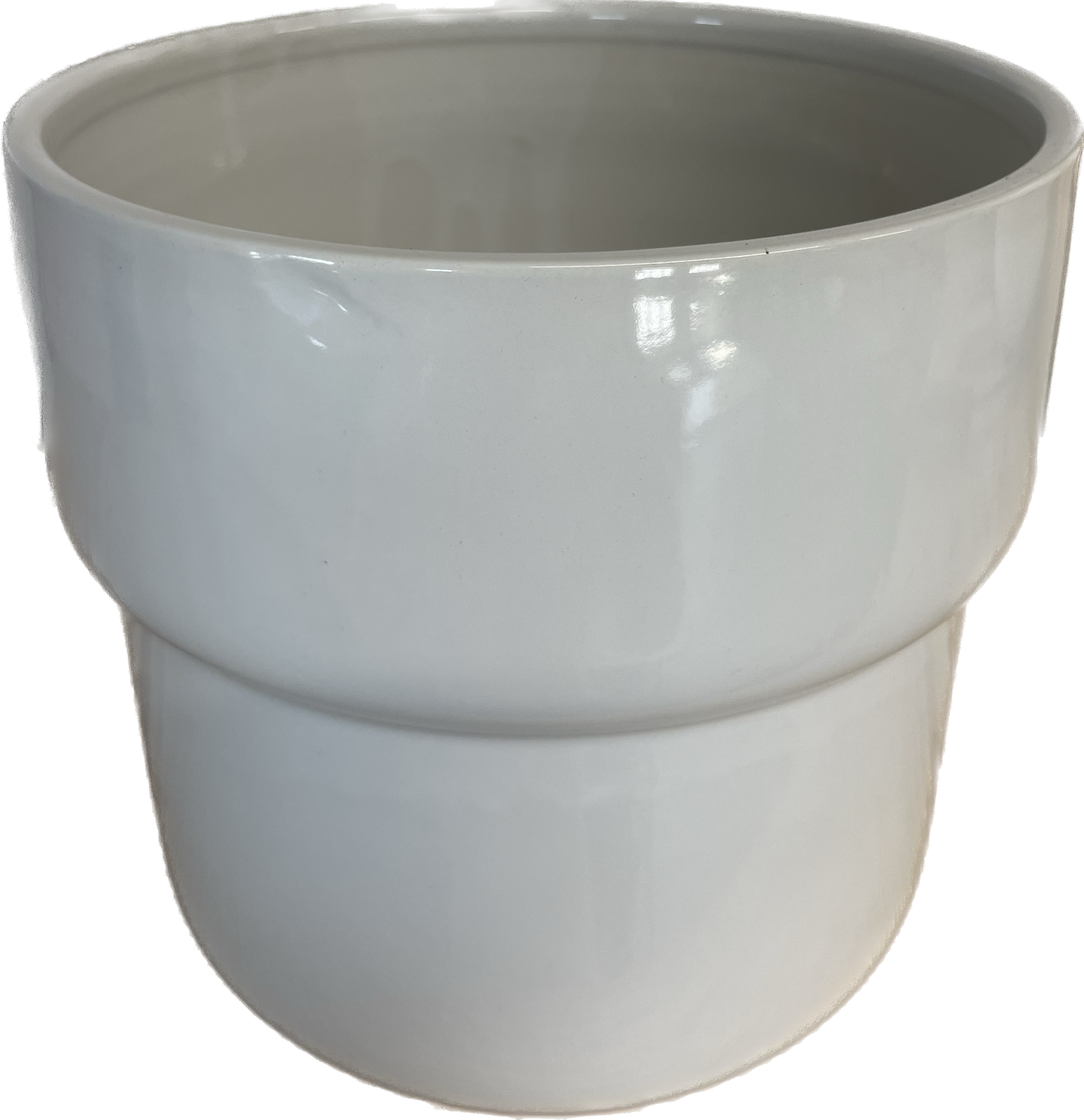 7.8IN LANE CYLINDER FLORAL GLAZED POT - WHITE