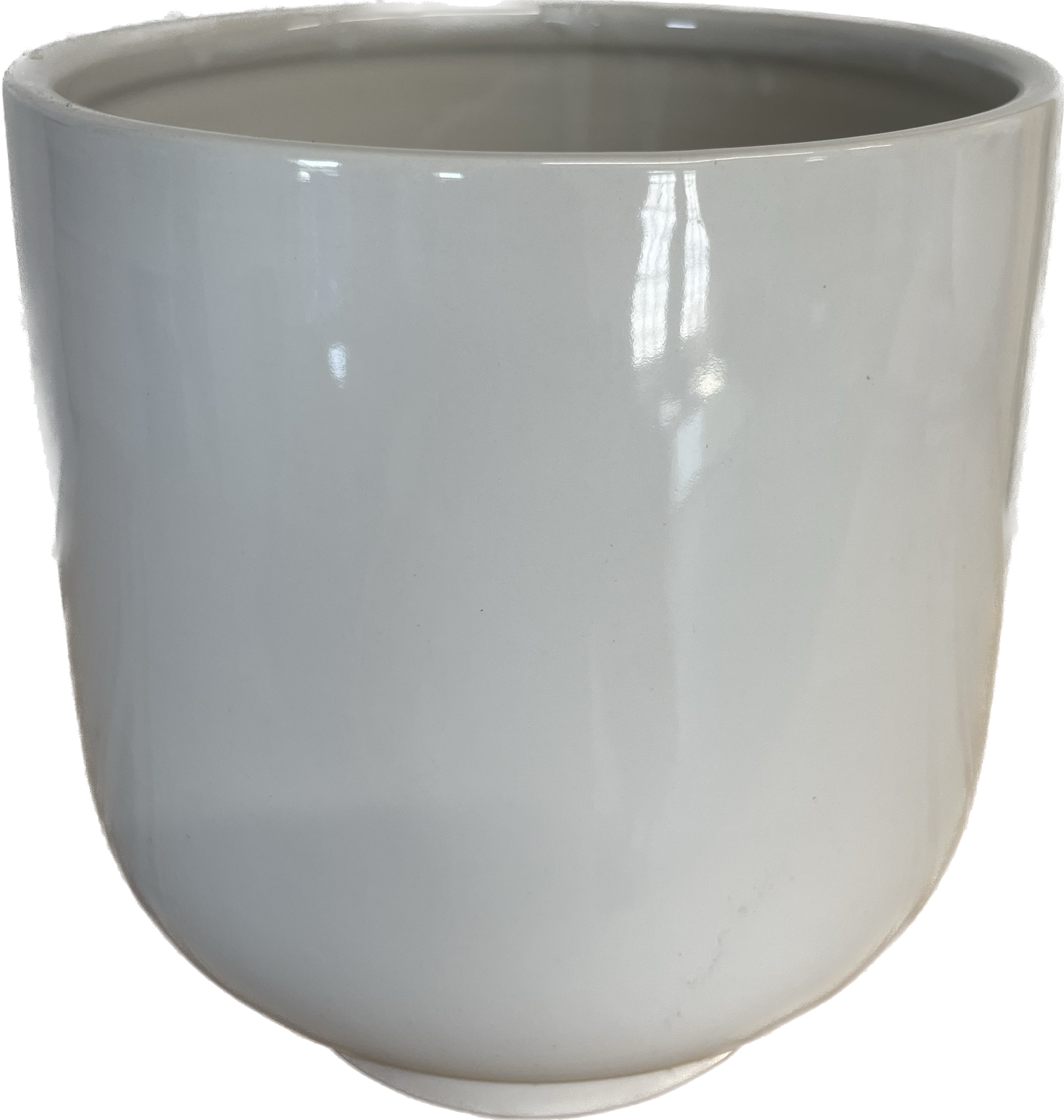 6.7IN DECO CUP FLORAL GLAZED PLANTER - WHITE