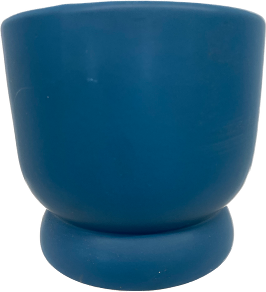 6.5IN COPA FLORAL GLAZED PLANTER - MATTE DARK BLUE