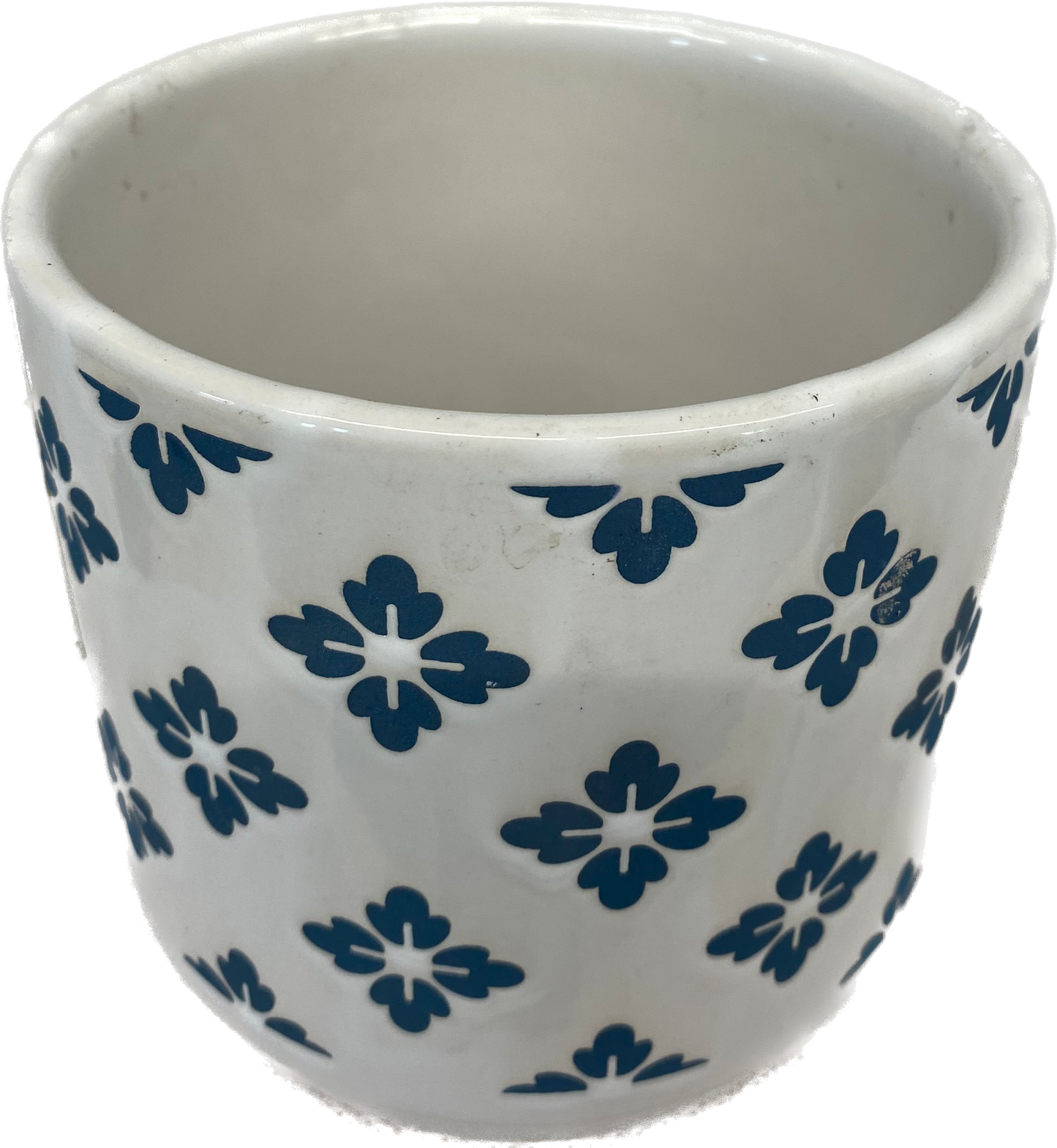 5IN CONSTELLATION FLORAL GLAZED PLANTER - BLUE AND WHITE