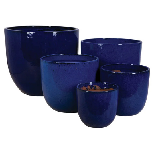 PIKA FLORAL GLAZED POT - FALLING BLUE