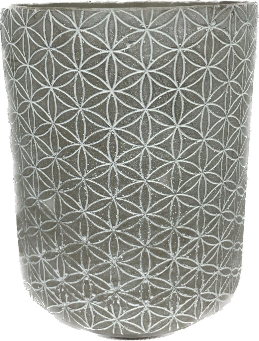 Tall Digital Snowflake Concrete Cylinder