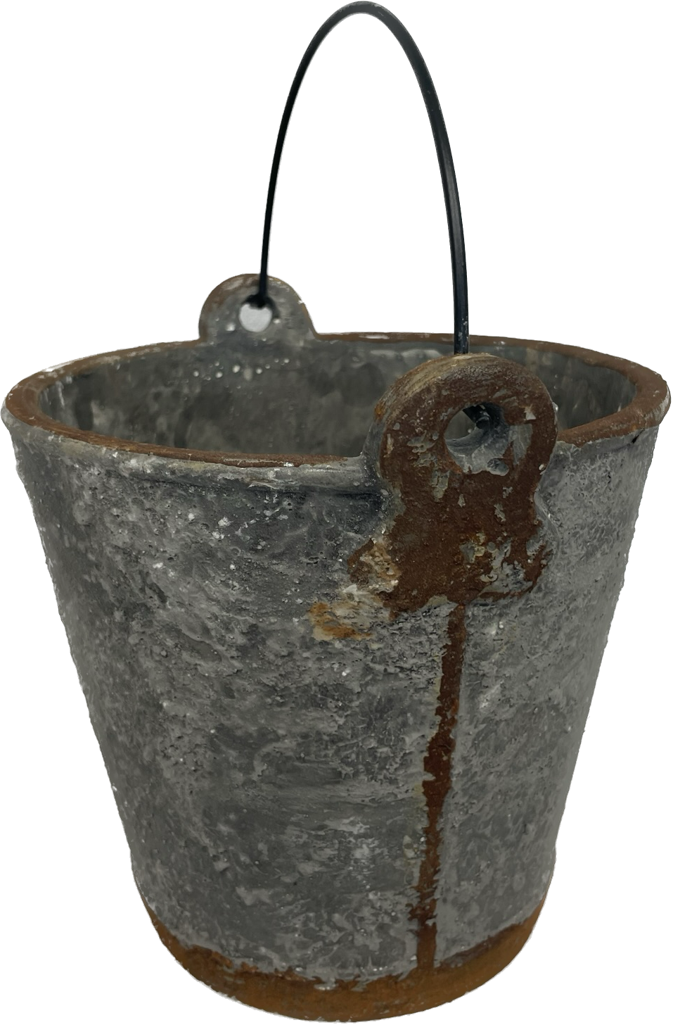 Wide Concrete Bucket Planter With Handle