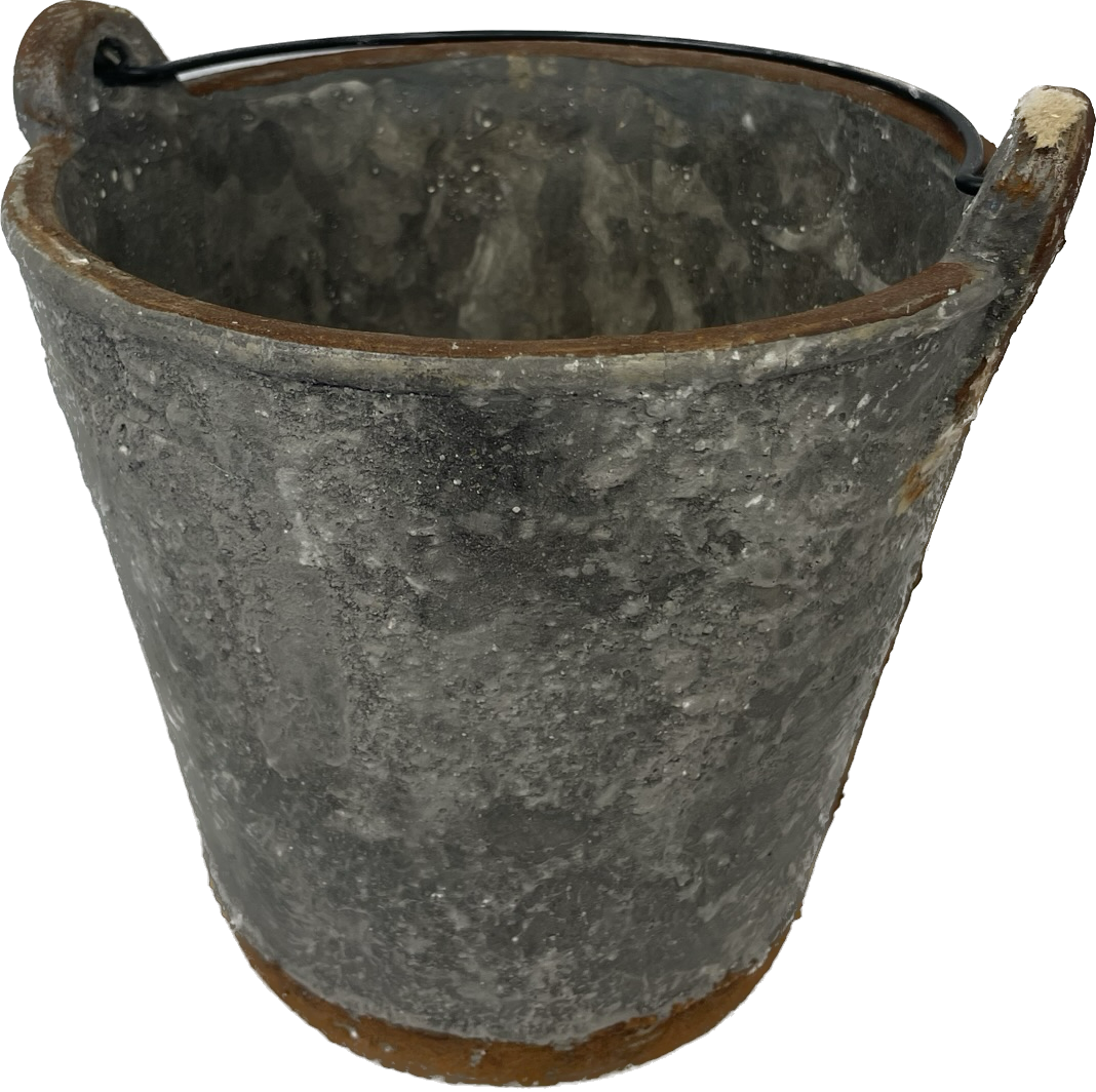 Wide Concrete Bucket Planter With Handle