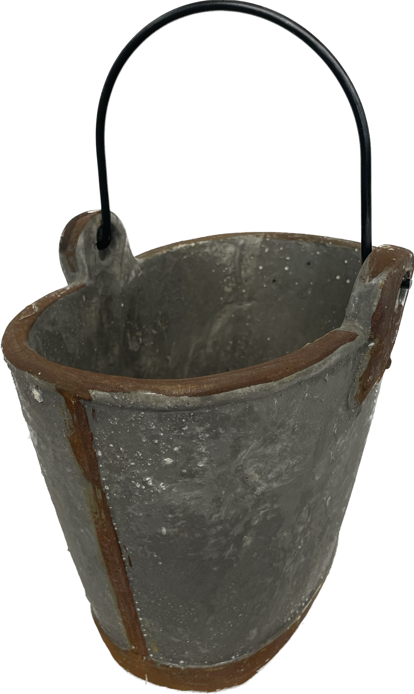 Tall Oval Concrete Bucket With Handle