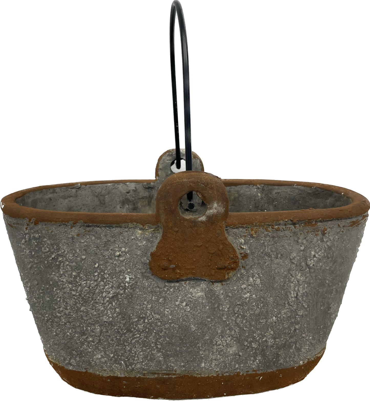 Short Oval Concrete Bucket With Planter