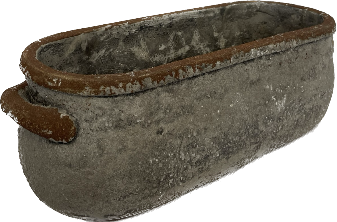 Oval Concrete Planter With Handles