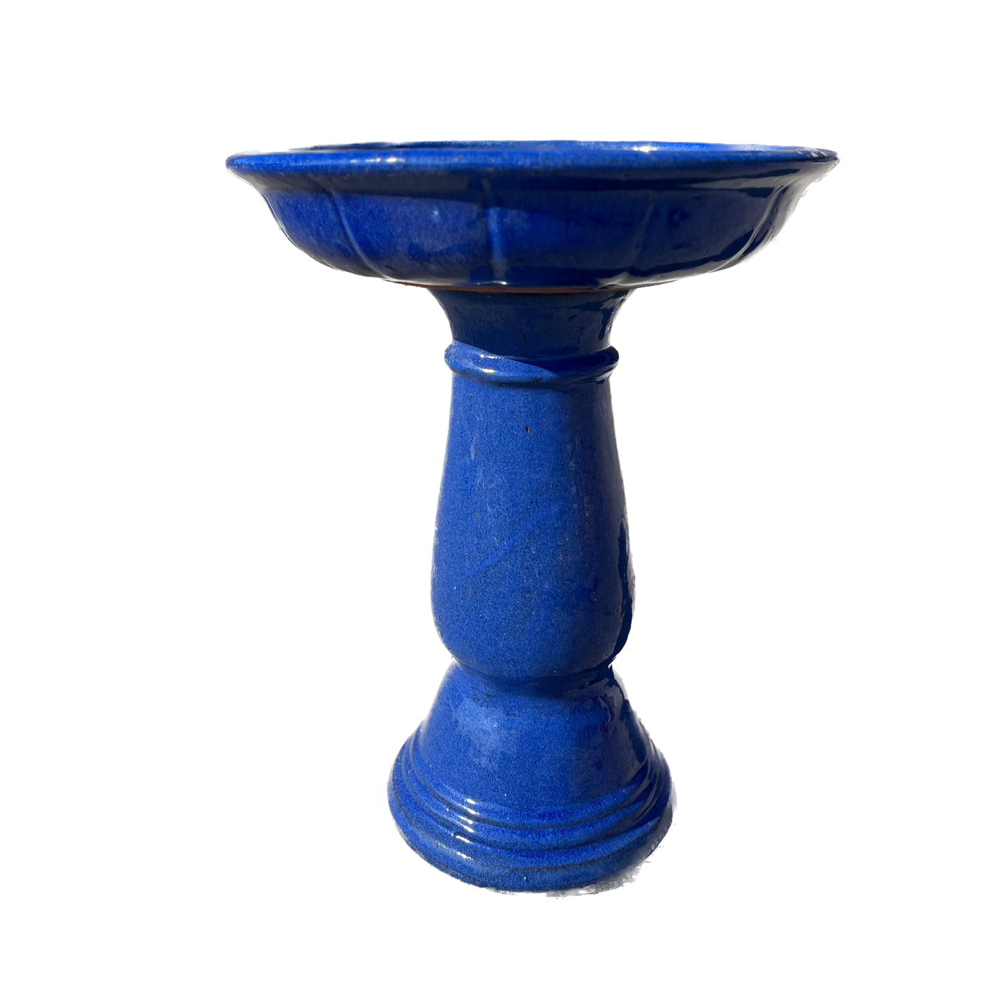 Bunting Floral Glazed Birdbath - Falling Blue