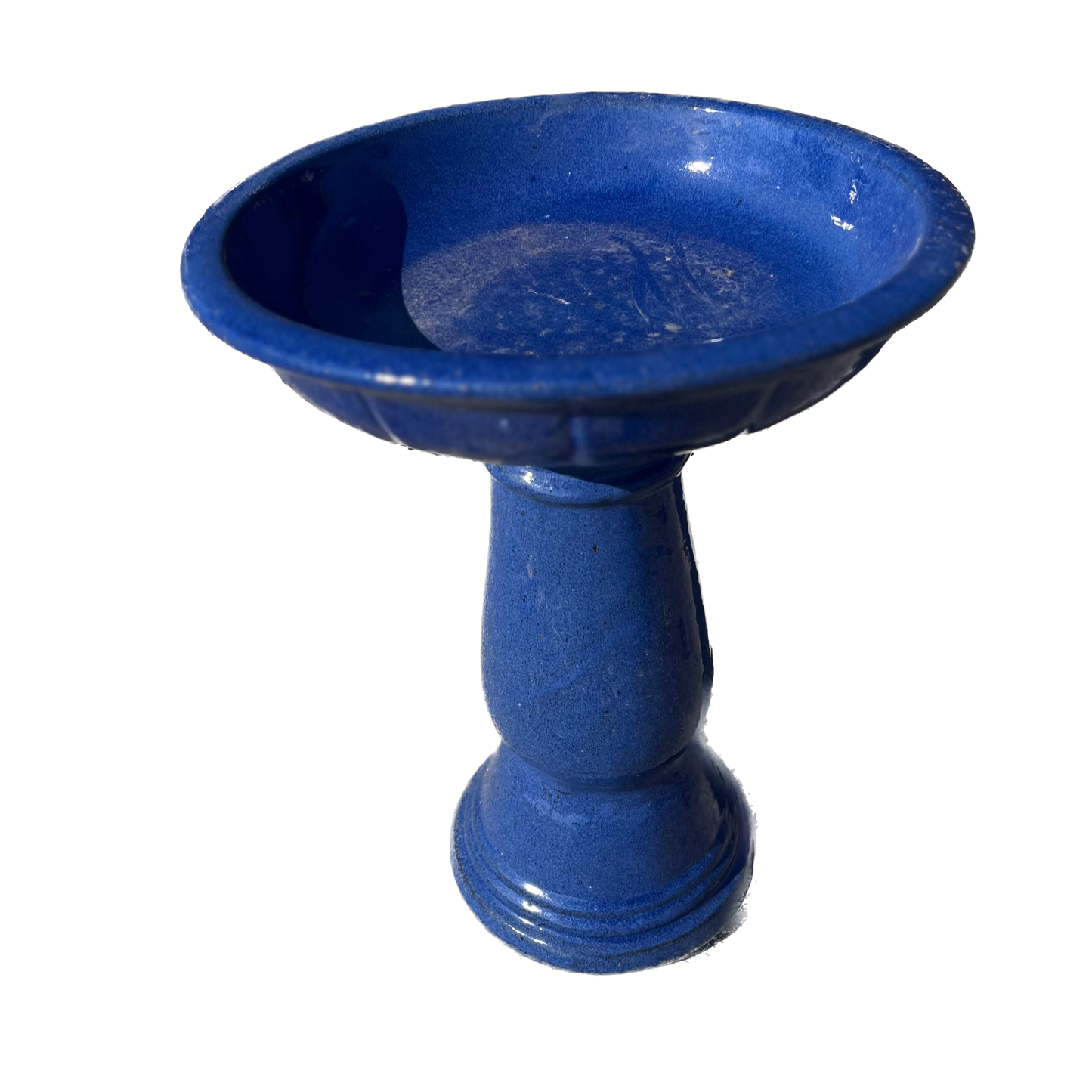 Bunting Floral Glazed Birdbath - Falling Blue