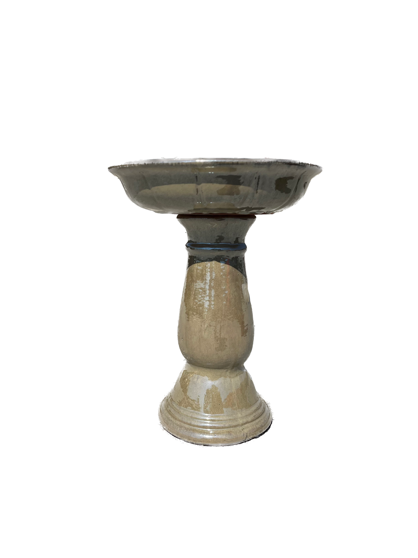 Bunting Floral Glazed Birdbath - Pearl White