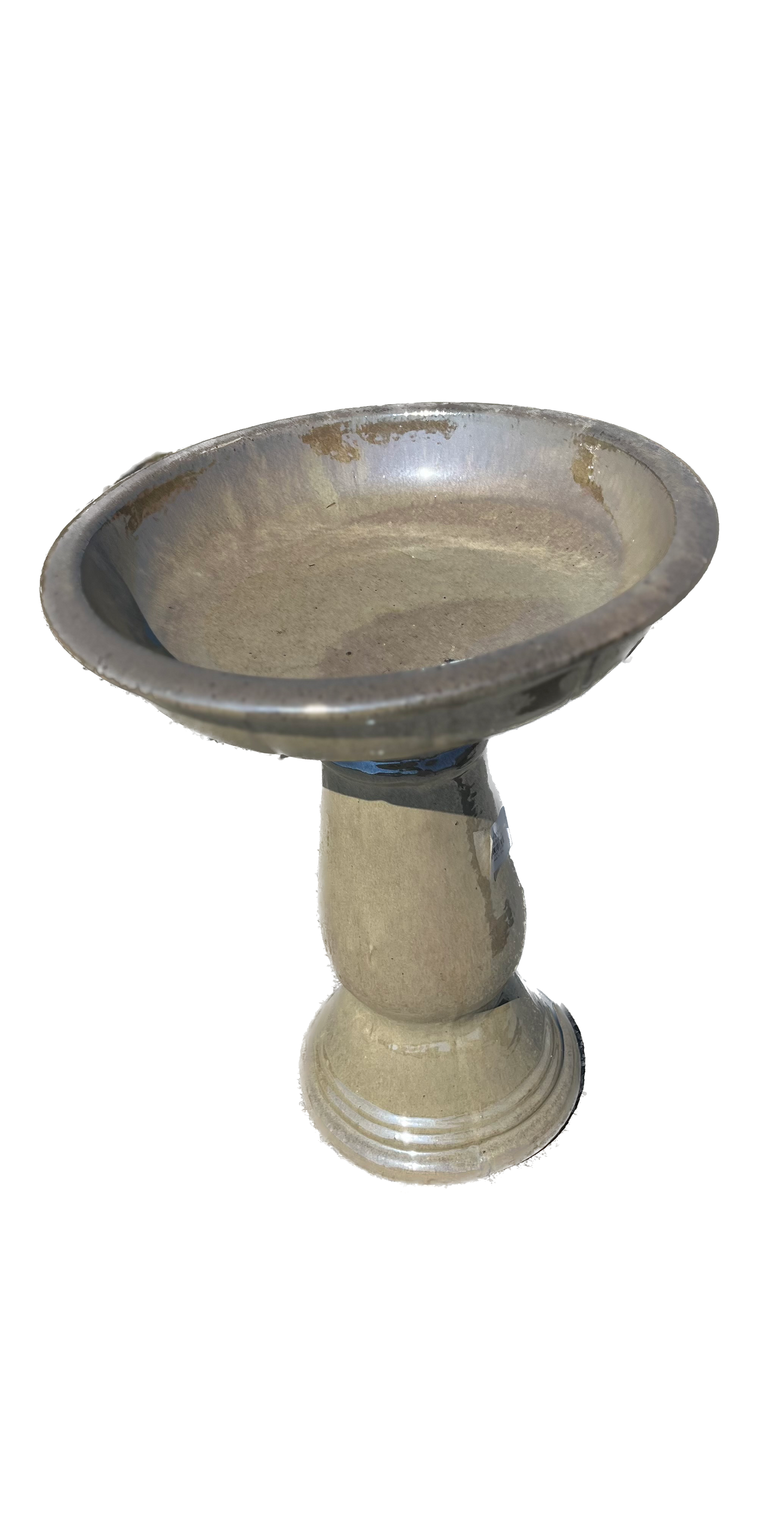 Bunting Floral Glazed Birdbath - Pearl White