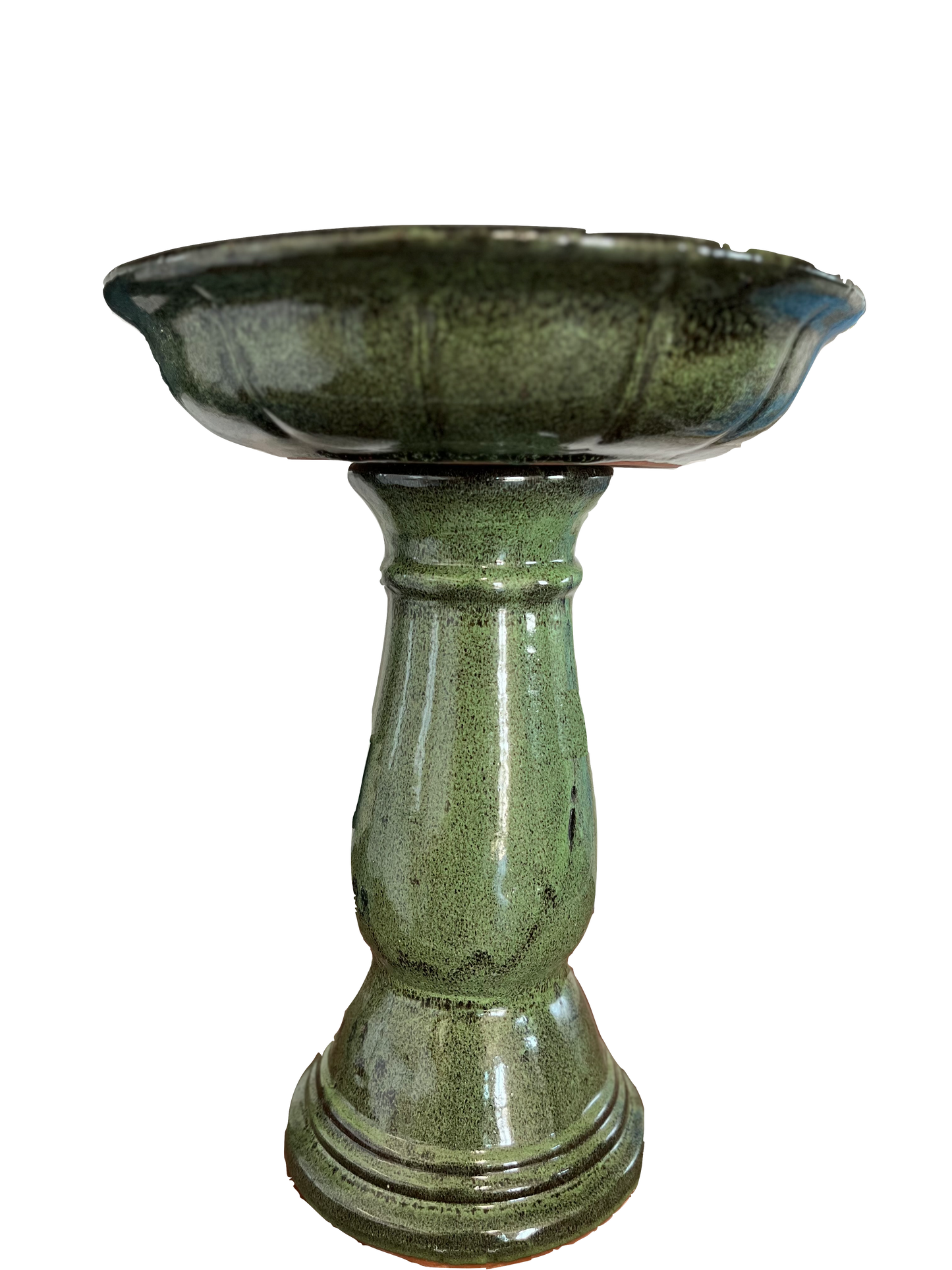 Bunting Floral Glazed Birdbath - Tropical Green