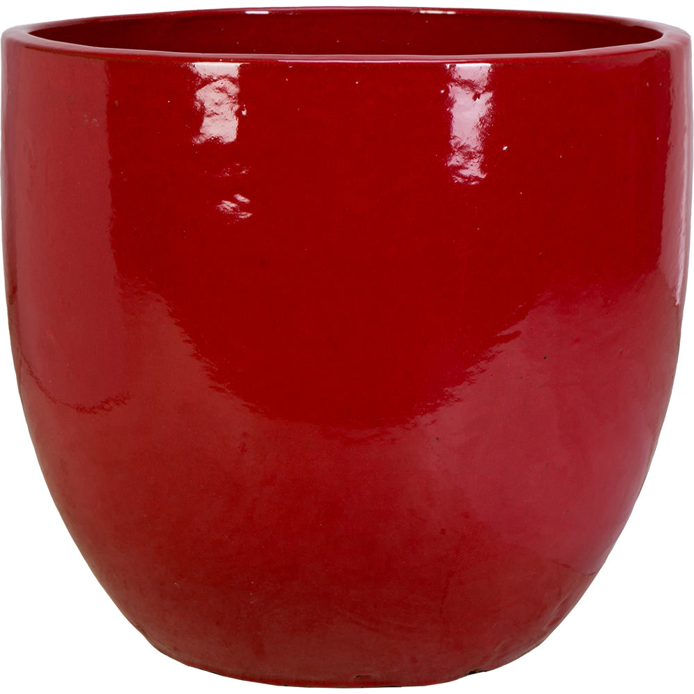 PIKA FLORAL GLAZED POT - ATOMIC RED