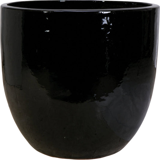 PIKA FLORAL GLAZED POT - BLACK