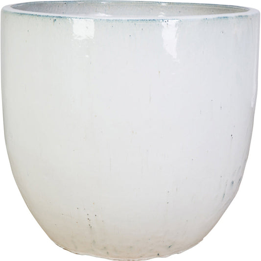 PIKA FLORAL GLAZED POT - WHITE