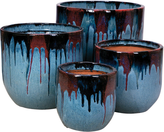 PIKA FLORAL GLAZED POT - CASCADE DAWN